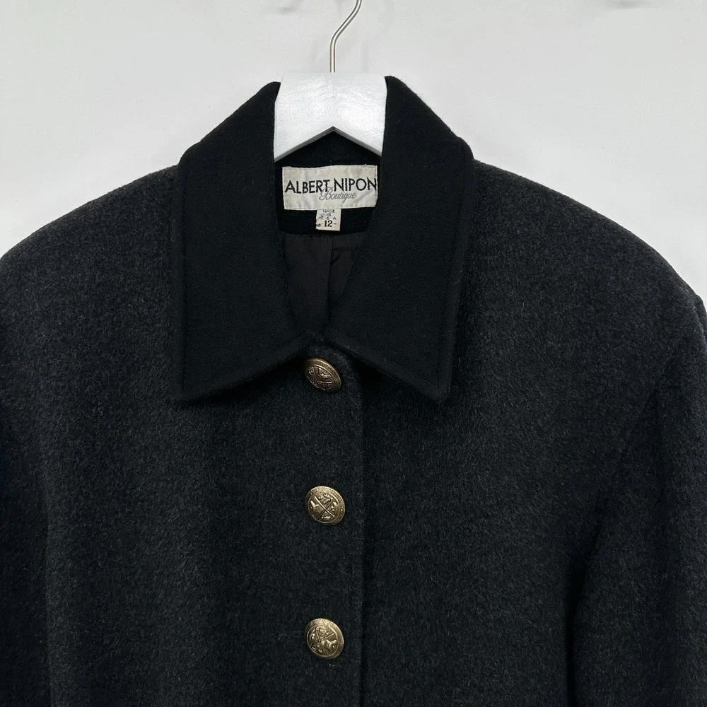Vintage Albert‎ Nipon Boutique 100% Wool Coat Womens Size 12 Quiet Luxury XL 1X
